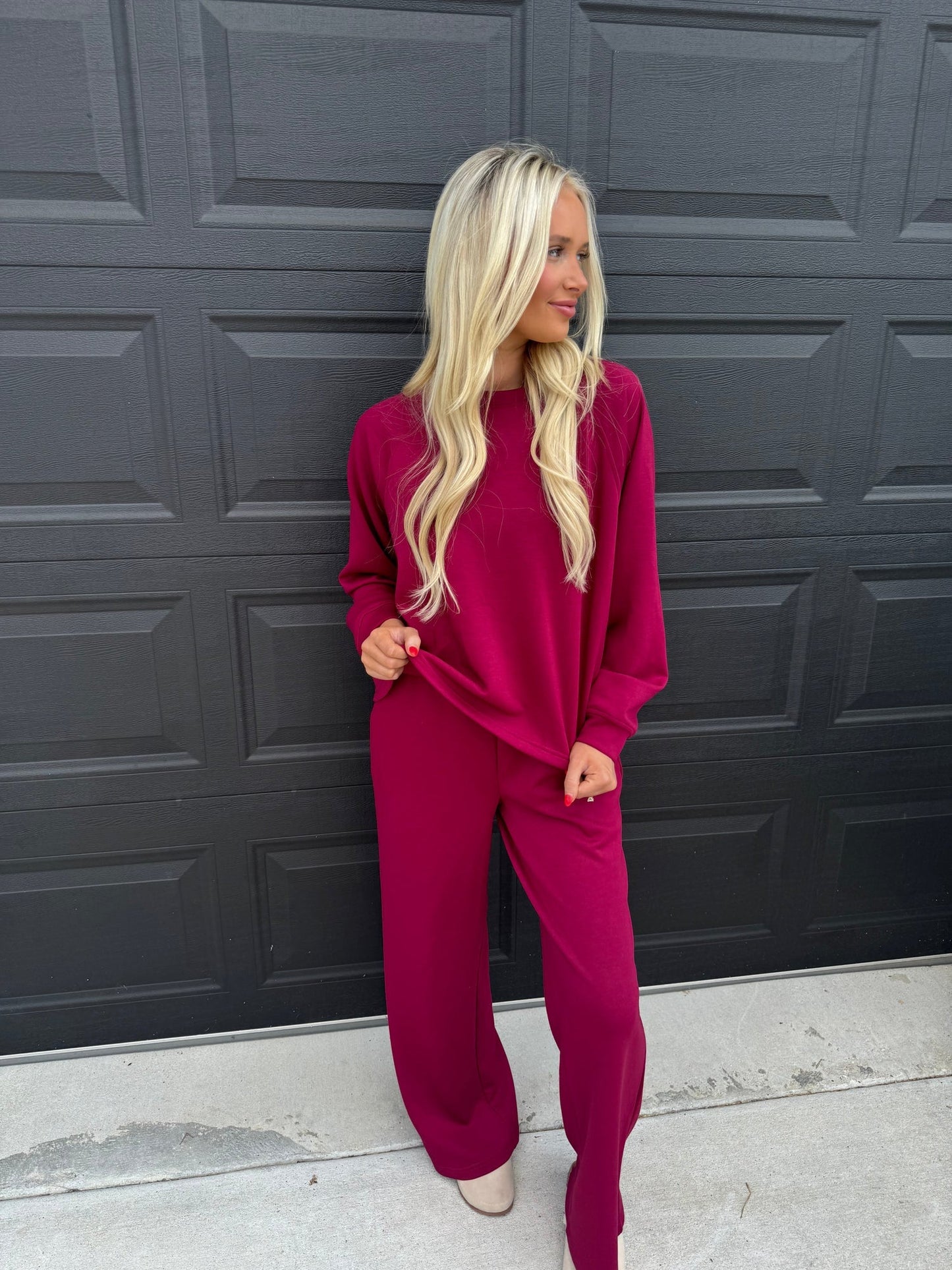 French Ribbed 2PC Set Wine