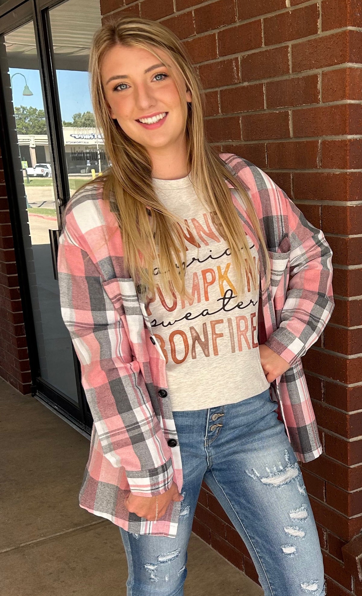 Flannels Hayrides Pumpkins Sweaters Bonfires Tee