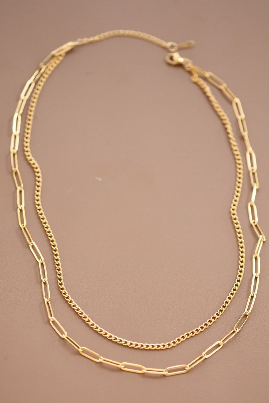 18K Gold Plated S.S. Layered Chainlink Necklace