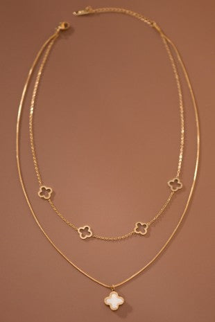 18K Gold Plated S.S. Reversible Clover Pendant Necklace