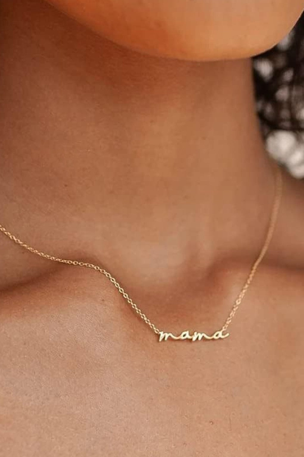 18K Gold Plated S.S. Mama Script Necklace