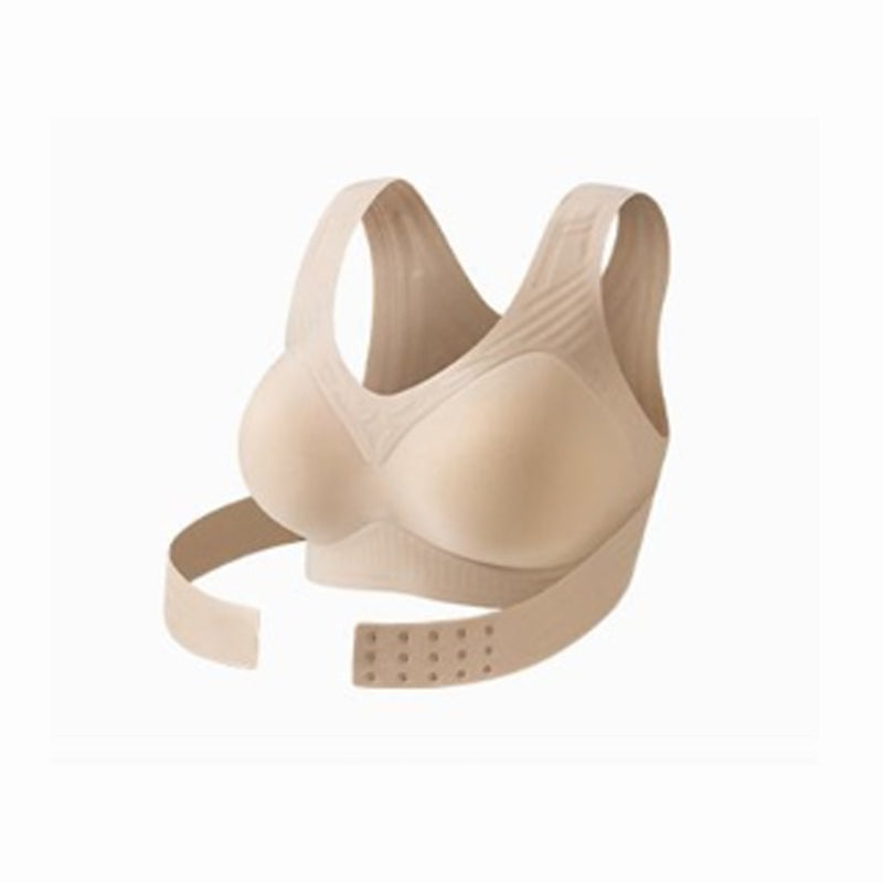 【Postural correction】Women’s Beige Wireless Bra, Soft Breathable Non-removable Moulded Cups, Yoga Fitness Sportswear for Gym & Daily Training