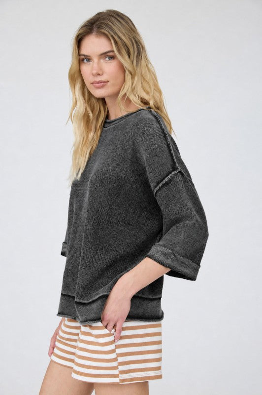 Mineral Washed Everything Sweater Vintage Black
