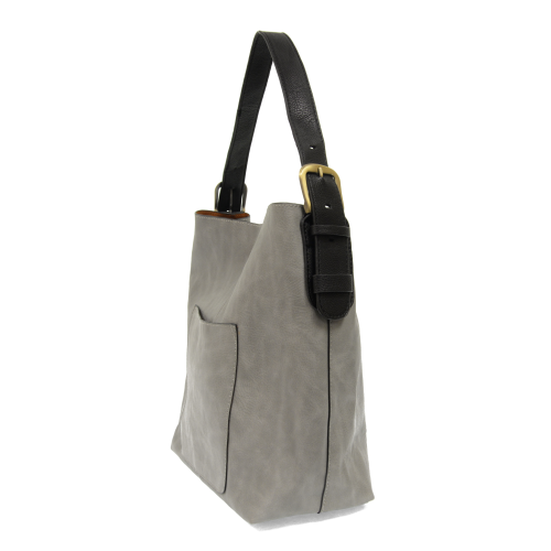2 PC Joy Susan Classic Hobo Handbag Set Grey