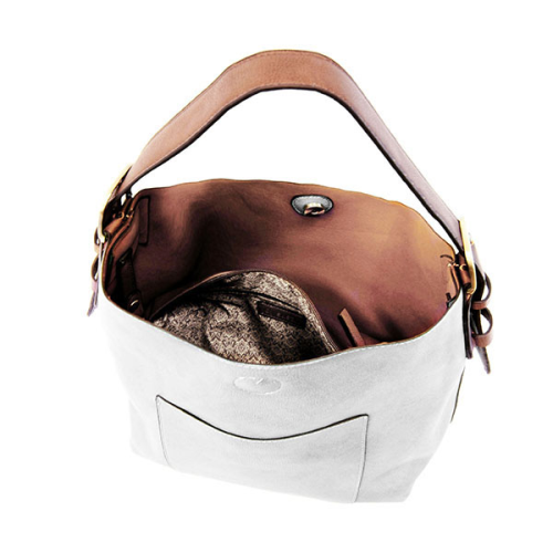 2 PC Joy Susan Classic Hobo Handbag Set White
