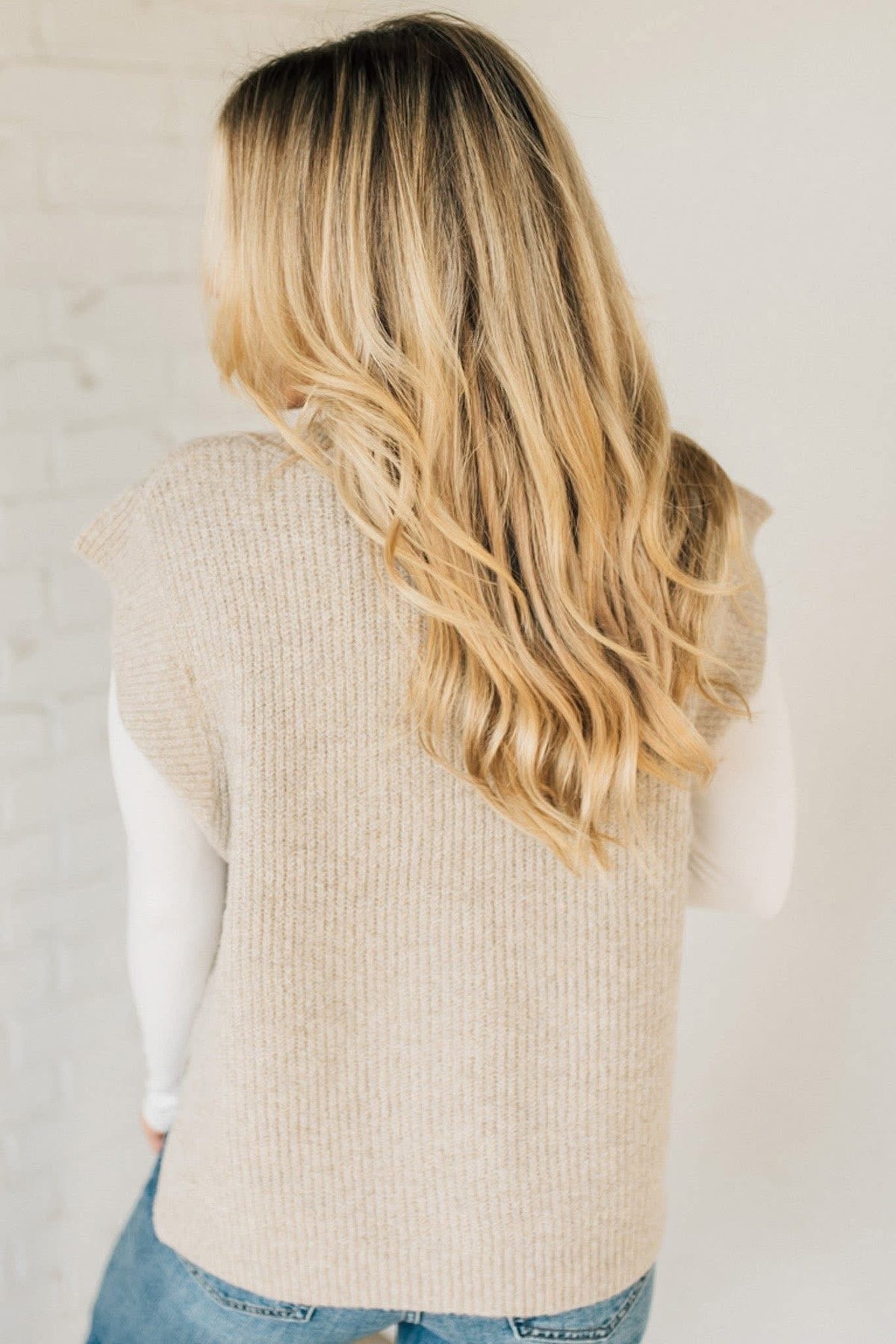 V Neck Boxy Sweater Vest Heather Mocha