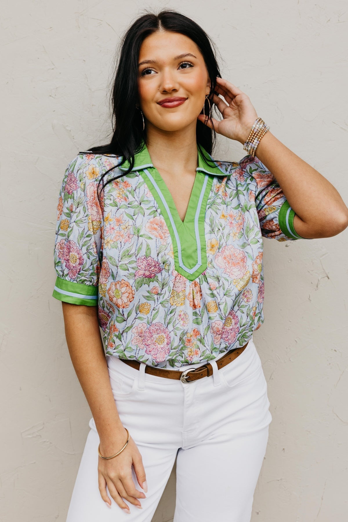 UMGEE Charleston Floral Top Blue Mix