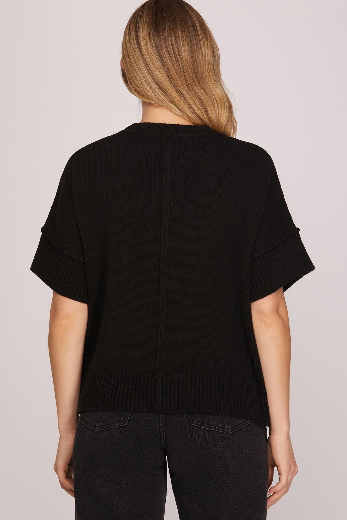 Black Classic Crew Neck Sweater Top
