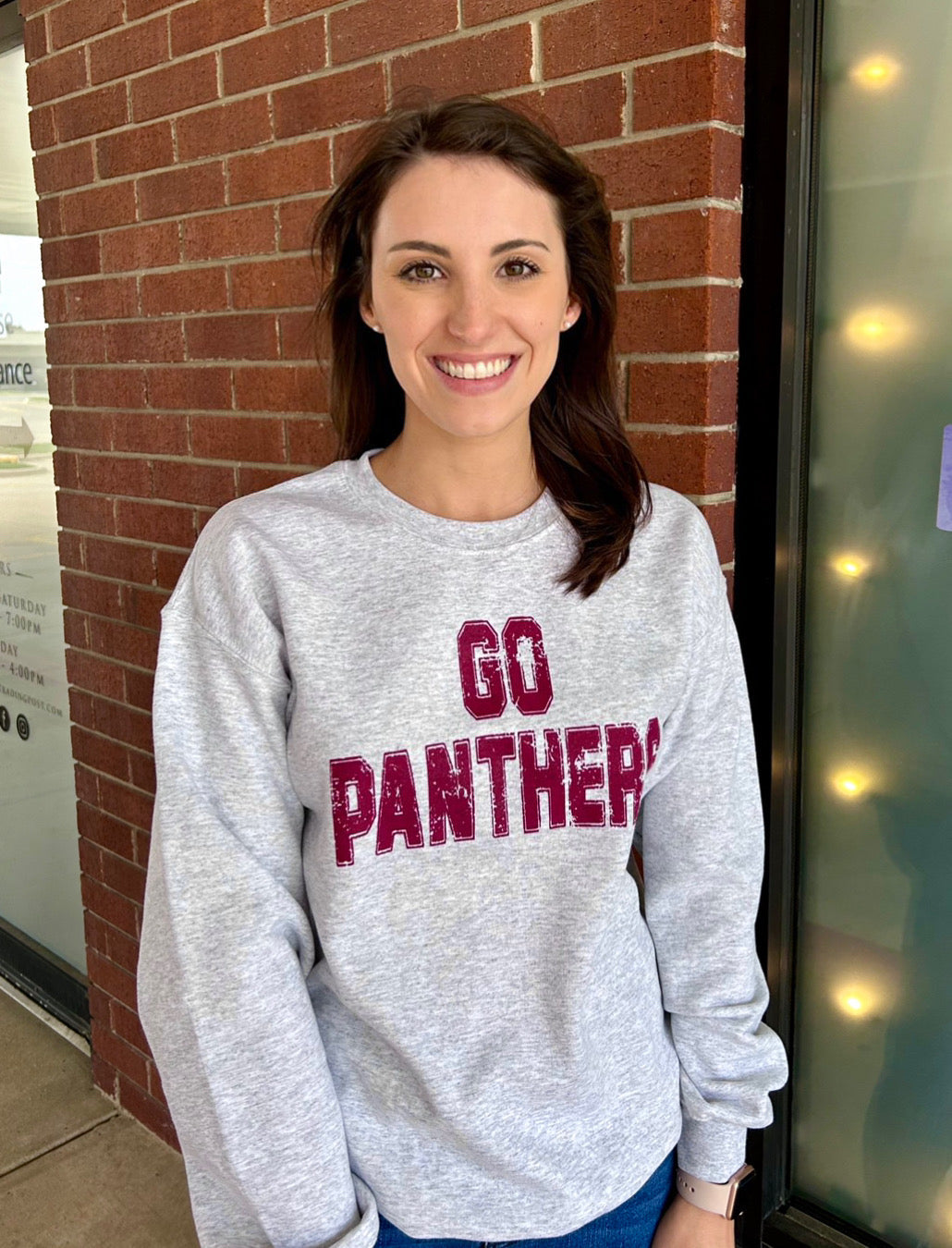 Go Panthers Screen Print Sweatshirt Ash Grey
