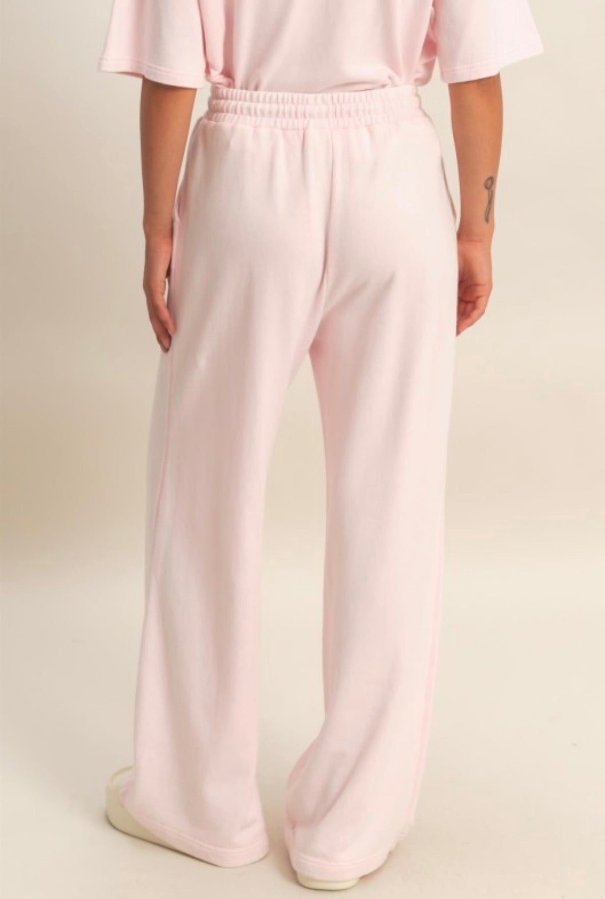 Wide Leg French Terry Pant Soft Pink
