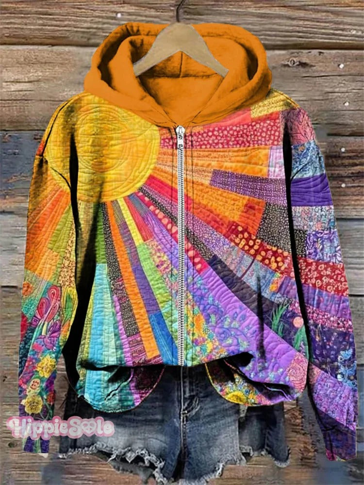 Women's Colorful Sunshine Print Pocket Cotton Dress