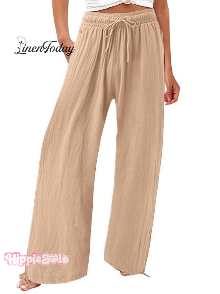 Women's Cotton And Linen Wide Leg Casual Pants