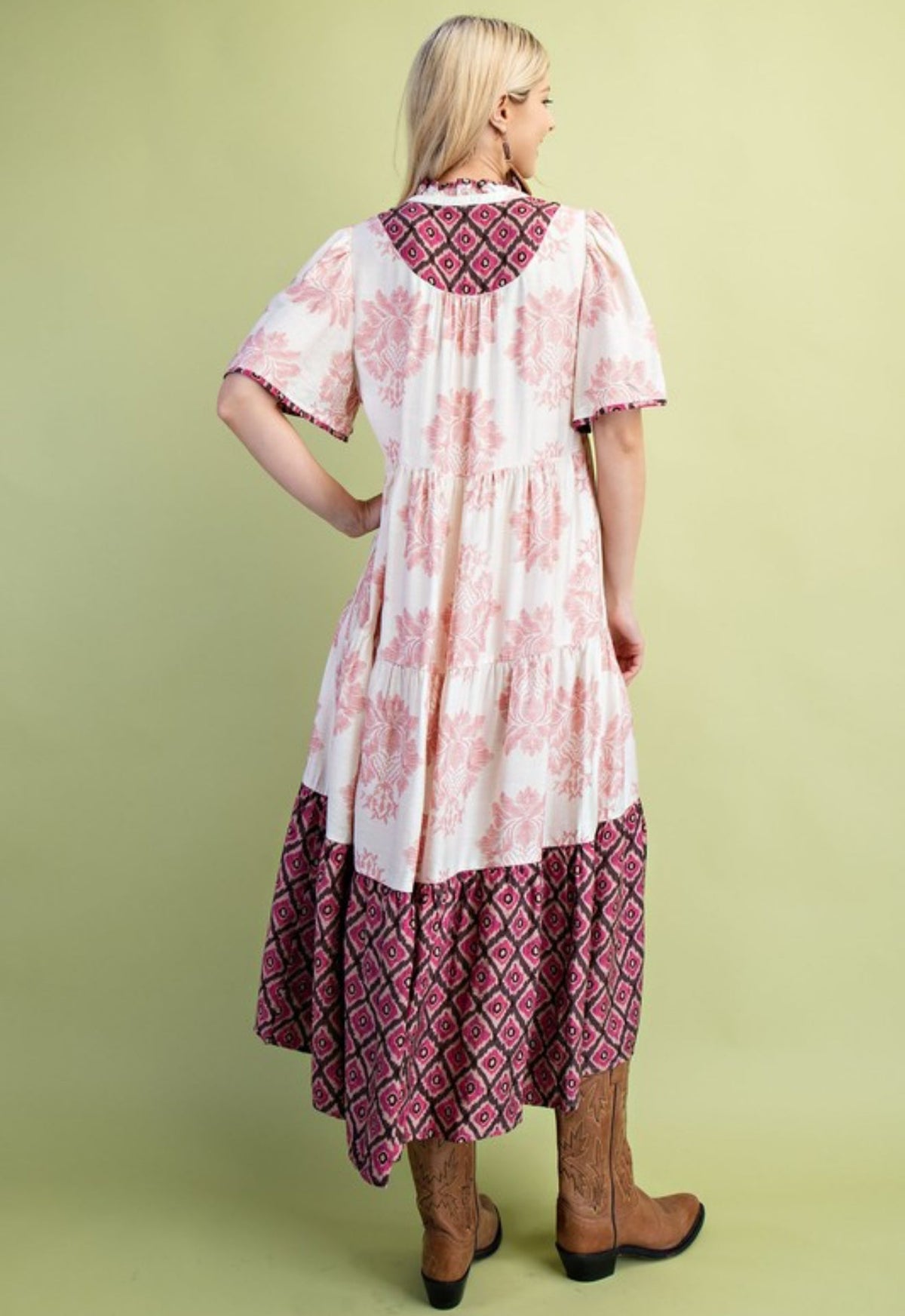 Blush Mix Print Midi Dress