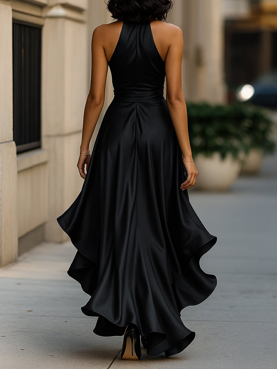 Palmer - Luxe Halter Wrap Maxi Dress