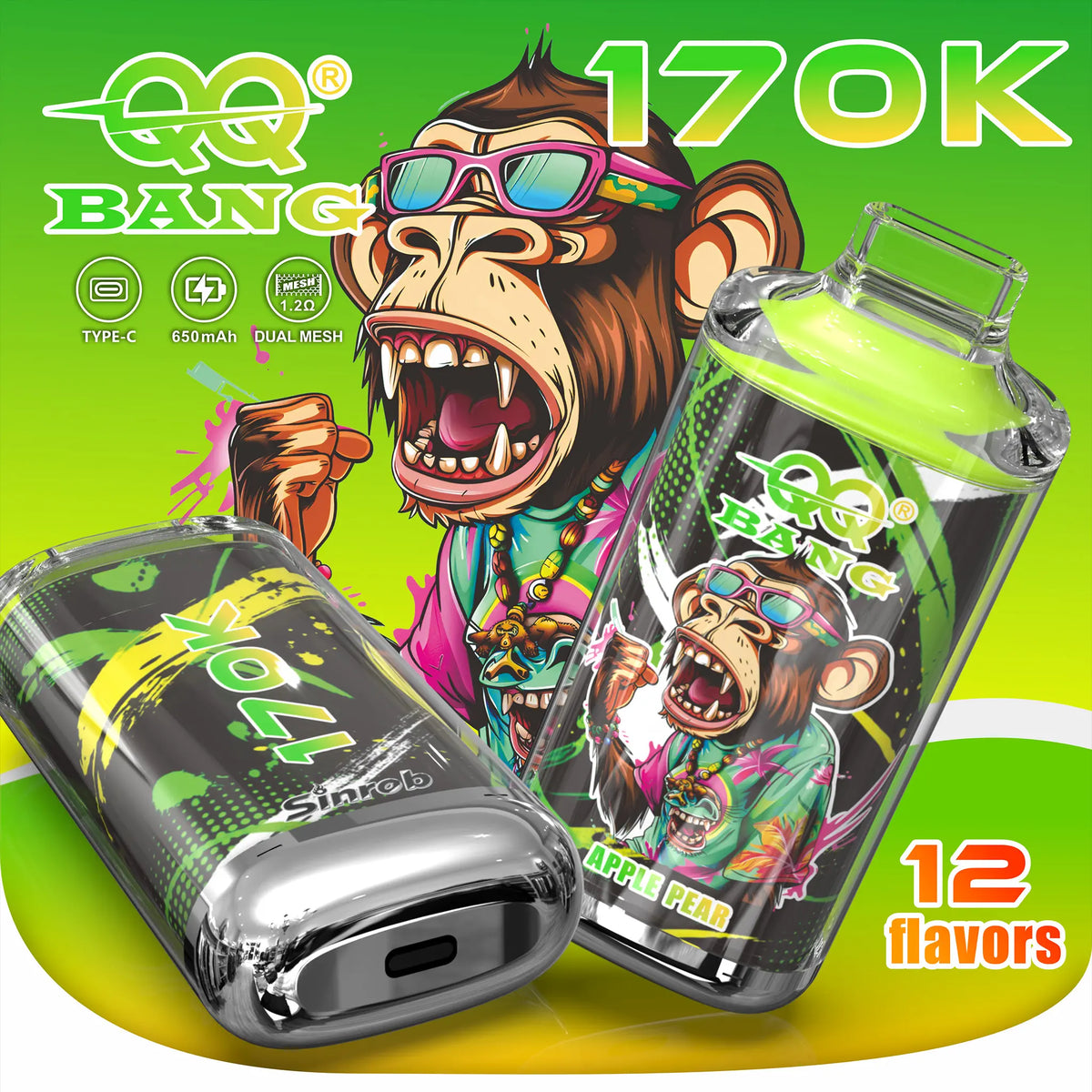 QQ Bang 170000 170K Dual Mesh Original Rechargeable Disposable Vape