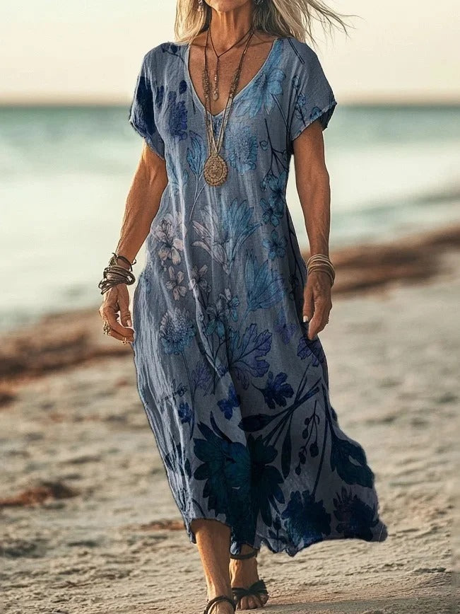 Women's Vintage Ethnic Floral Art Print Sleeveless Cotton Shirt
