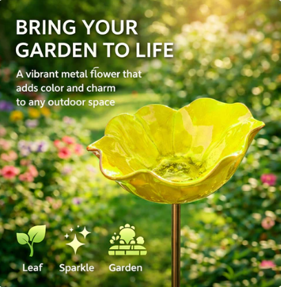 🌺Handmade Metal Flower Garden Stake🐦