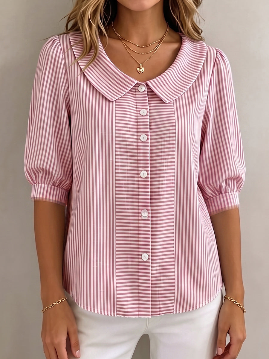 Xandria - Striped Button Blouse