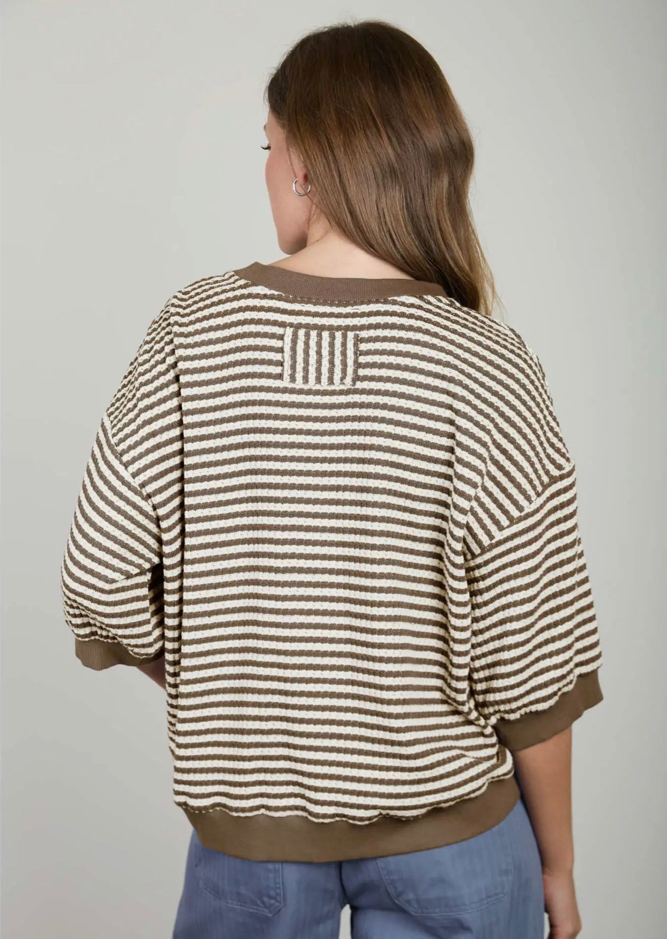Mocha Stripe Knit Top