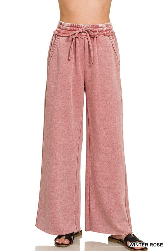 Mineral Wash Full Length Lounge Pant Winter Rose