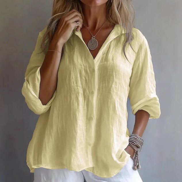 Shirt Collar Long Sleeve Plain Regular Micro-Elasticity Regular Fit Shirt For Women