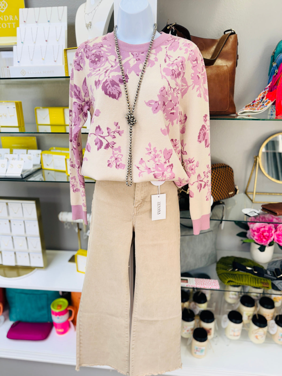 Floral Printed Sweater Lavender