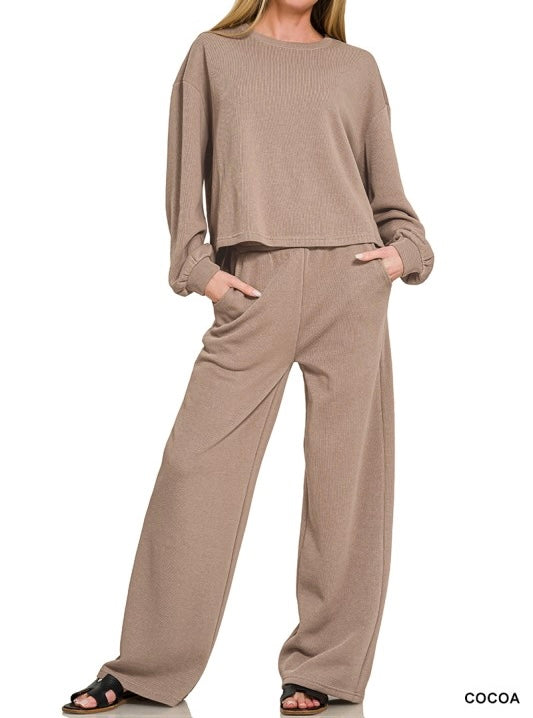 French Ribbed 2PC Set Cocoa