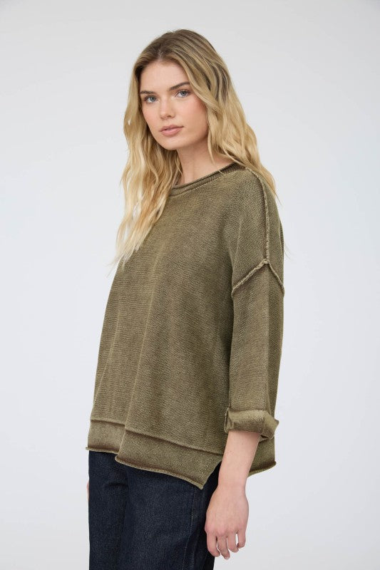 Mineral Washed Everything Sweater Mocha