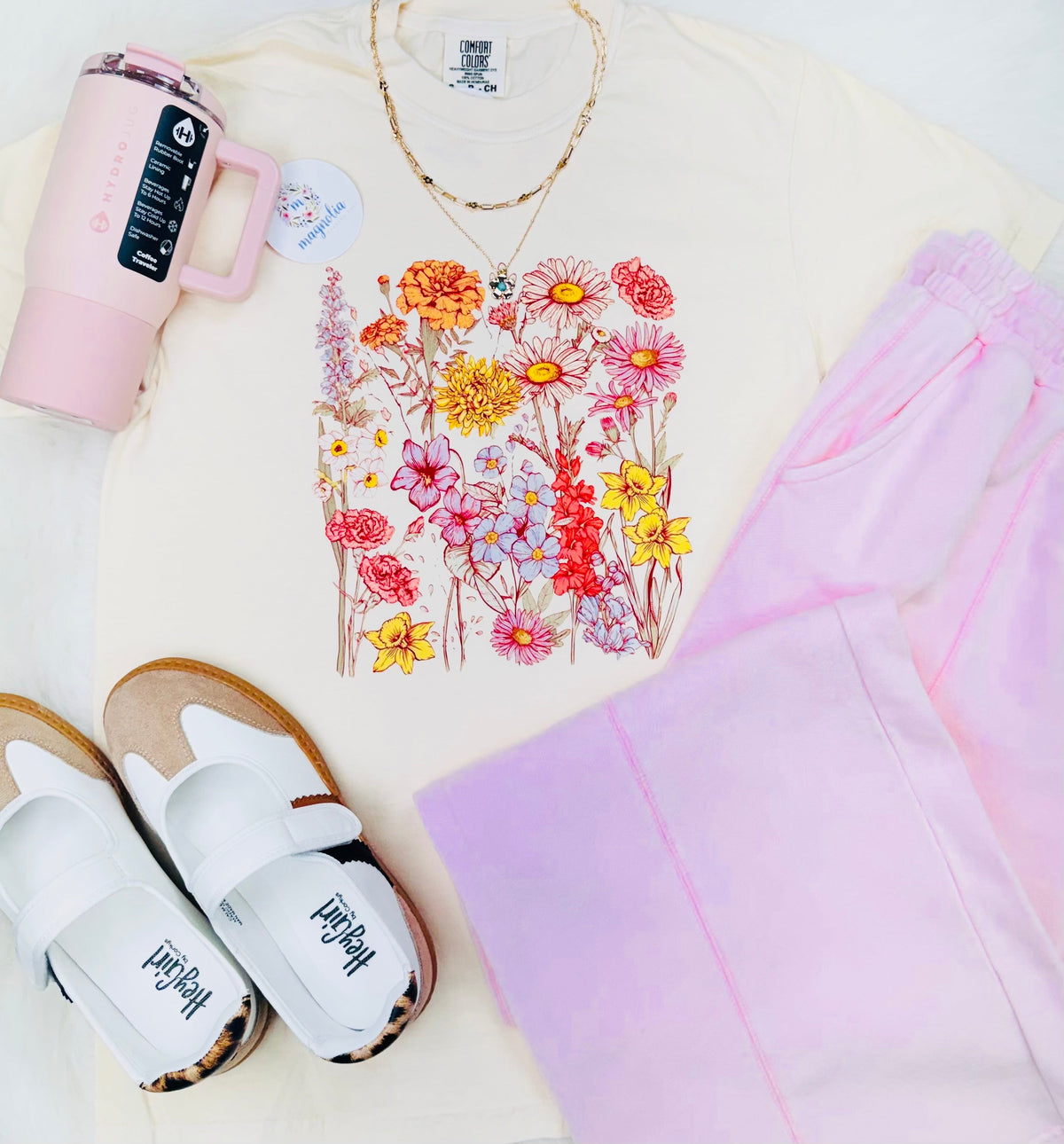 Comfort Colors Ivory Wild Flower Tee