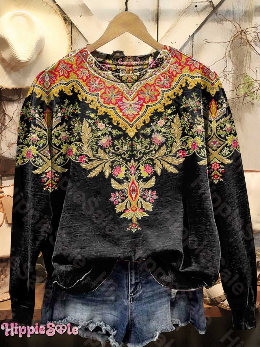 Women Cotton Floral Long Sleeve Comfy Vintage Cardigan