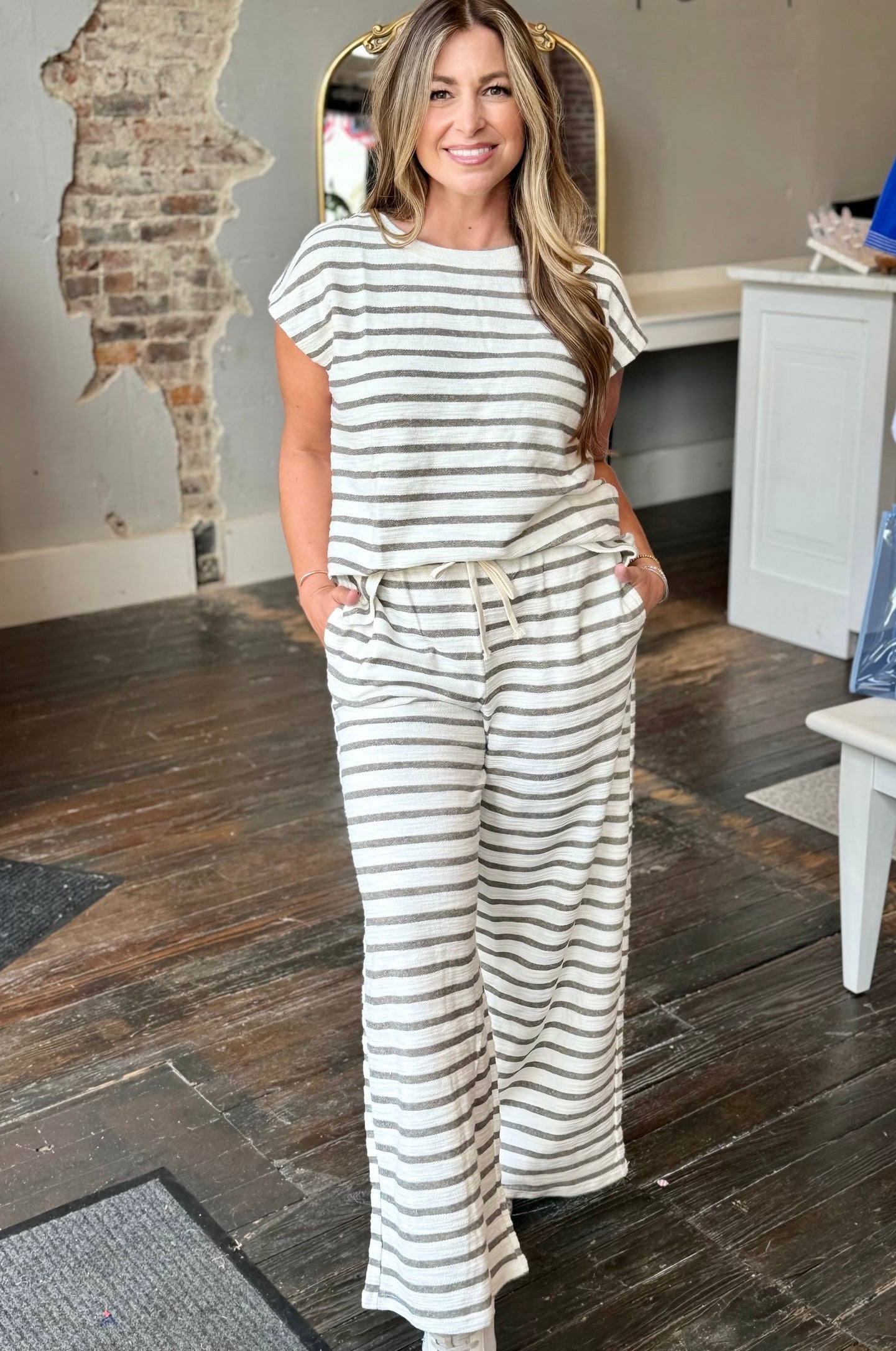 Portland 2PC Stripe Set Black
