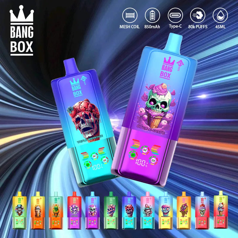 BANG BOX 80000 Puffs 3 in1 Flavor Disposable Vape - Lemon Cola Soda + Watermelon Gum + Black Dragon Ice
