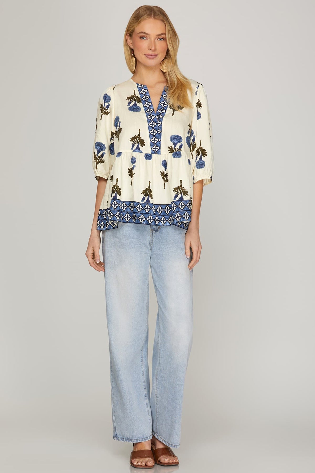 Seagrove Blue Mix Floral Top