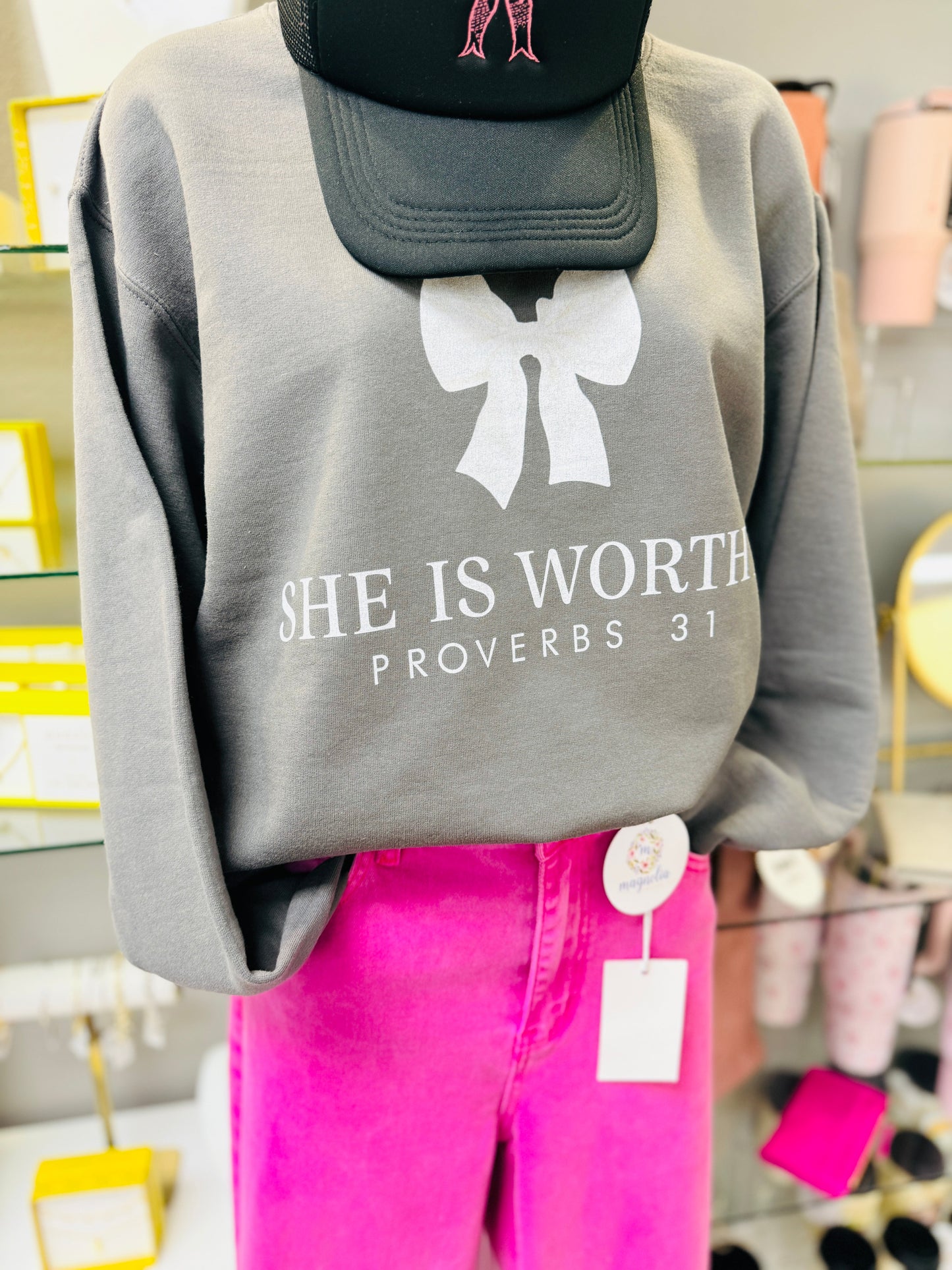 She Is Worthy Sweatshirt Charcoal