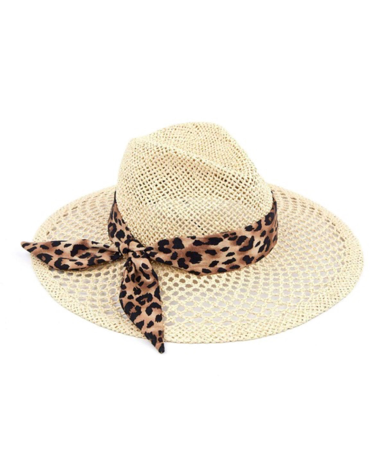 Panama Hat Leopard Ribbon Natural