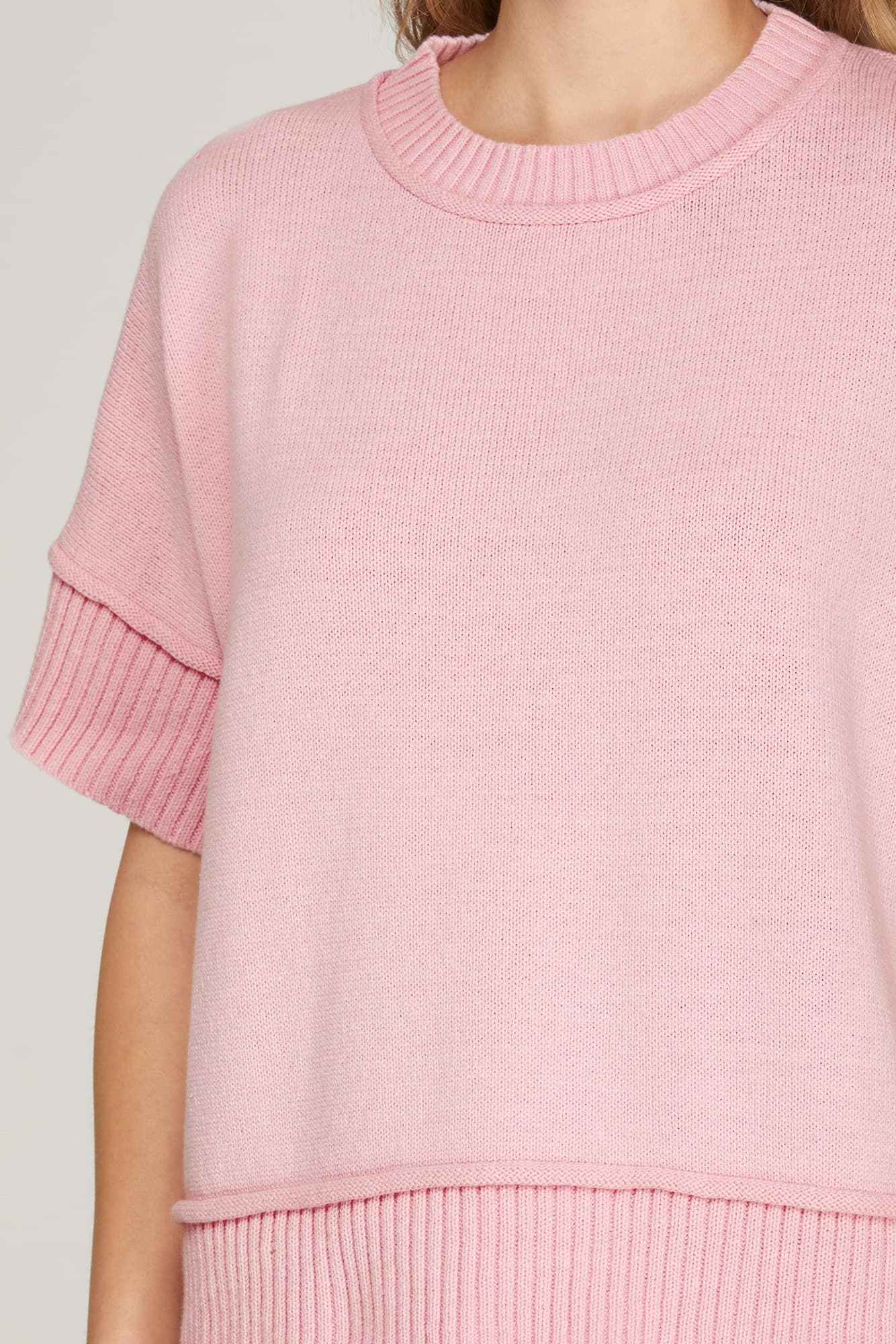 Blush Pink Crew Neck Sweater Top