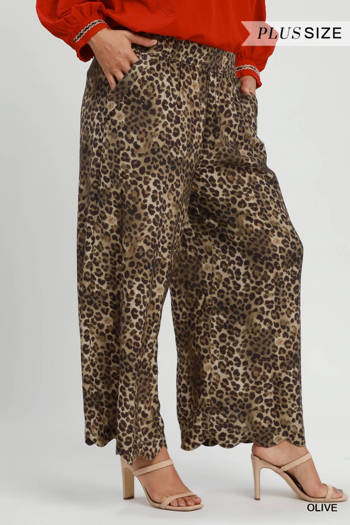 UMGEE Leopard Wide Leg Pant Olive Mix