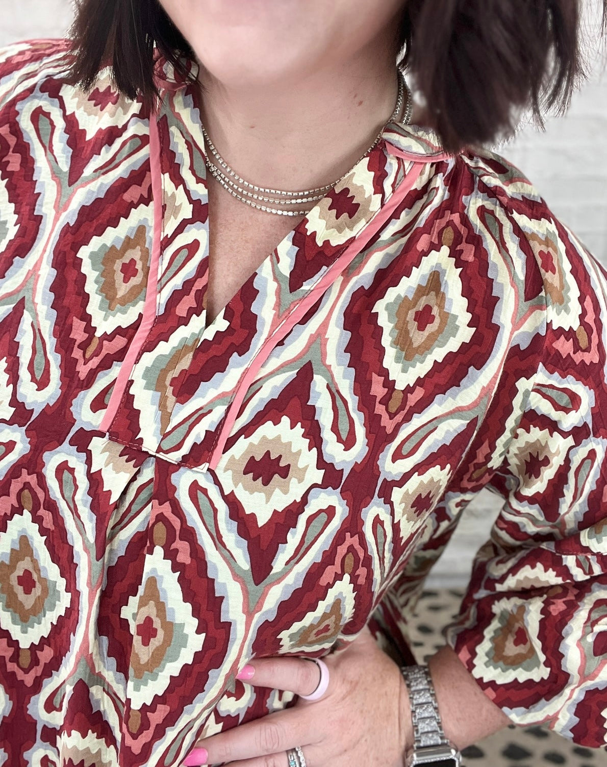 UMGEE Wine Boho Geo Top