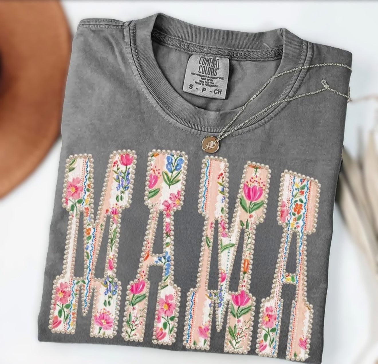 Comfort Colors Mama Floral Pearl Design Tee