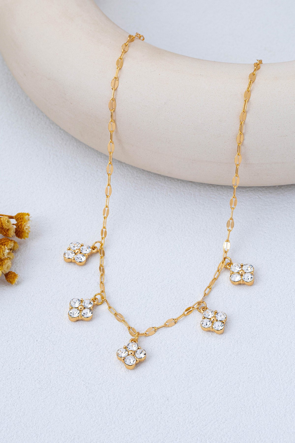 Crystal Quatrefoil Clover Necklace