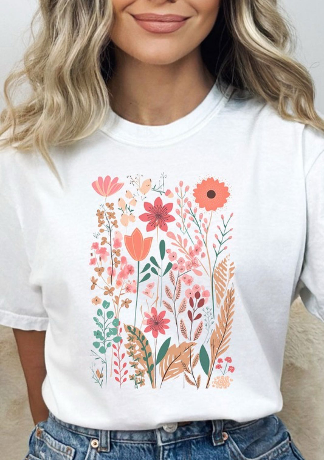 Comfort Colors White Field Of Flowers Tee