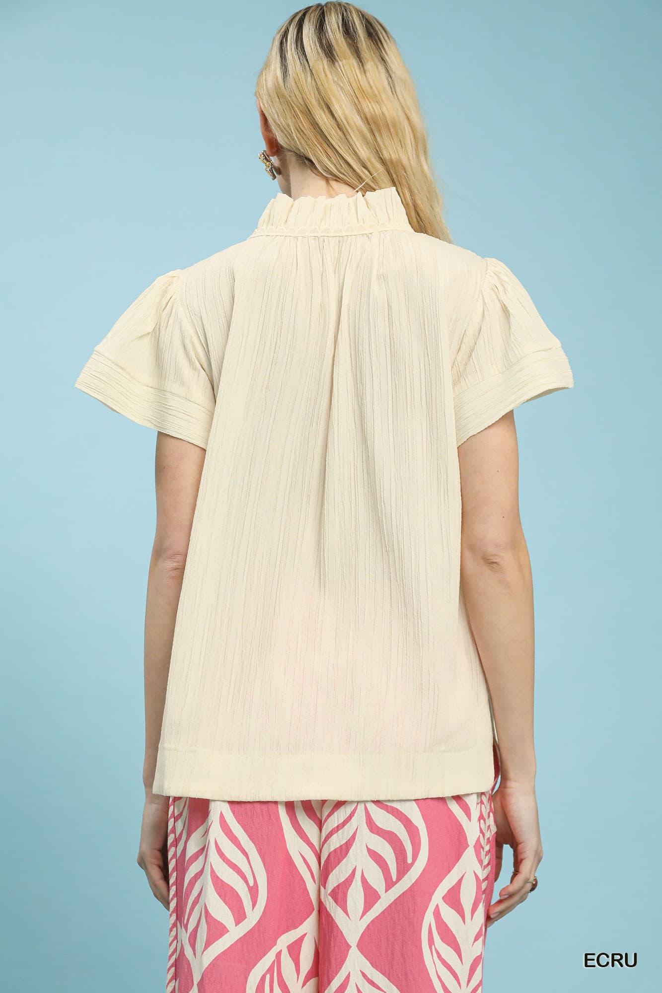 UMGEE Flutter Sleeve Top Ecru Neutral