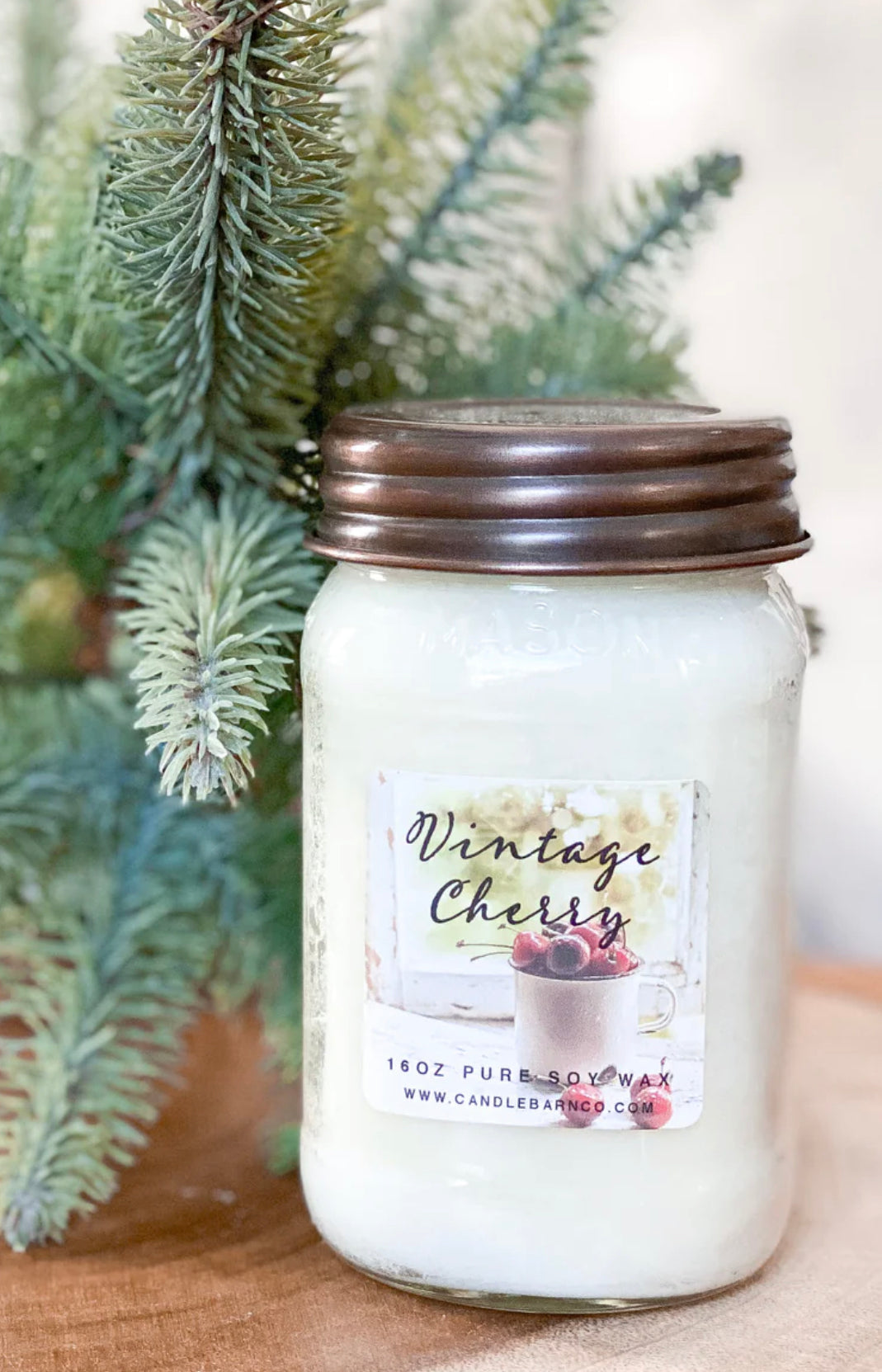 Vintage Cherry 16oz Mason Jar Soy Candle