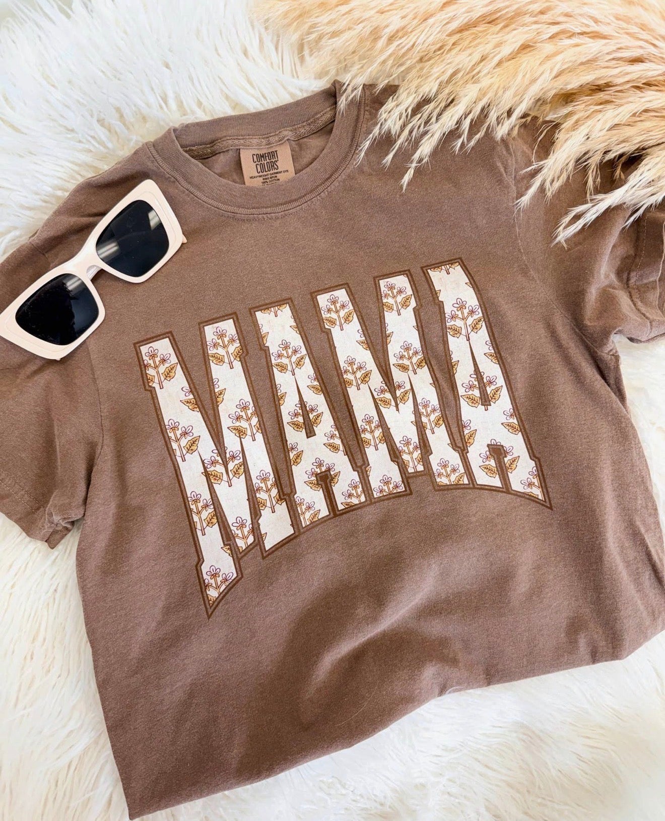 Comfort Colors Espresso Floral Mama Tee