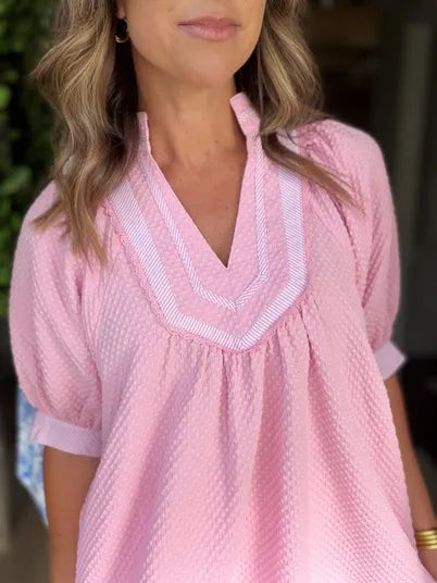 UMGEE Pink Contrast Trim Top