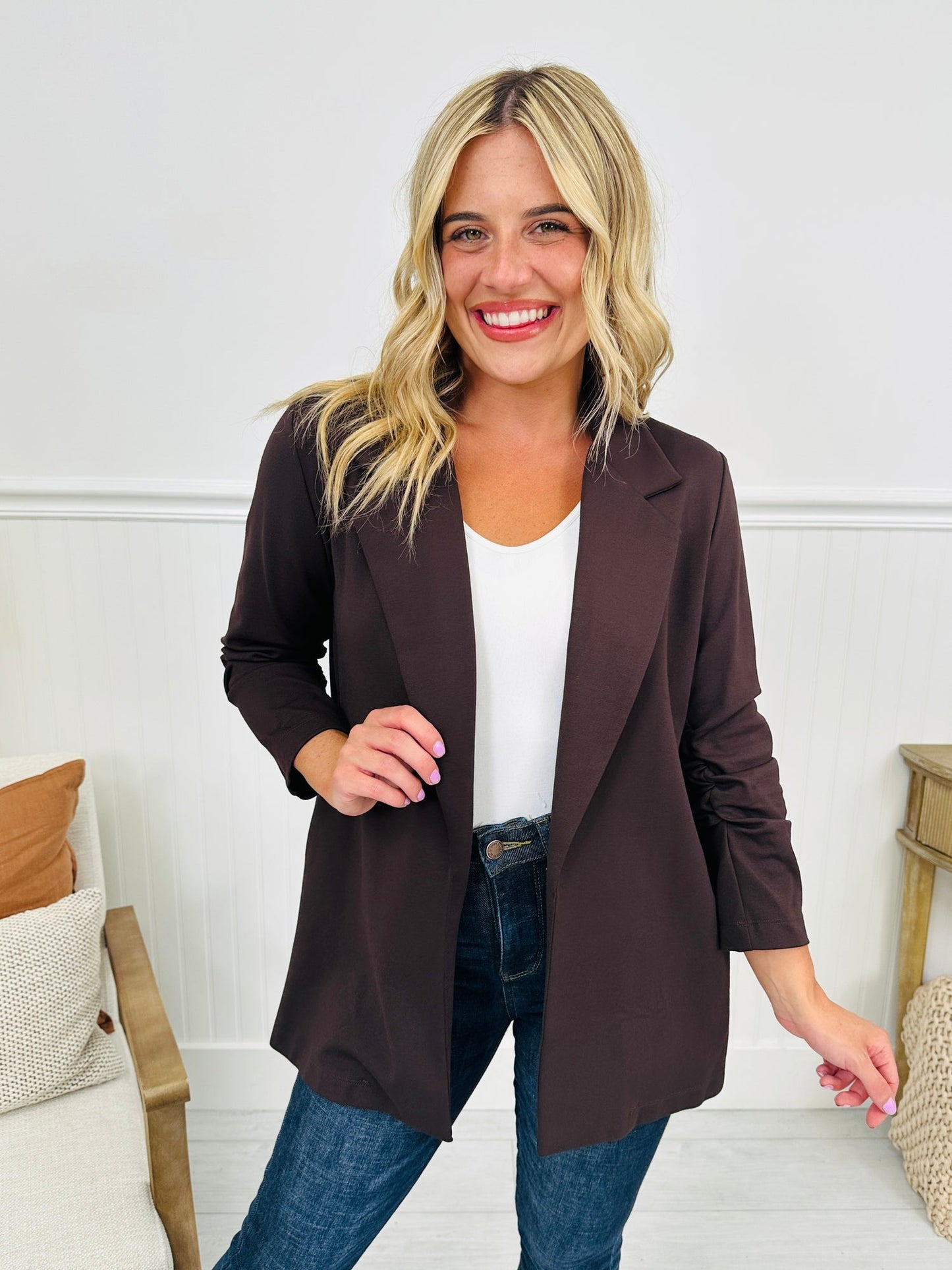 Classic Solid Blazer Chocolate