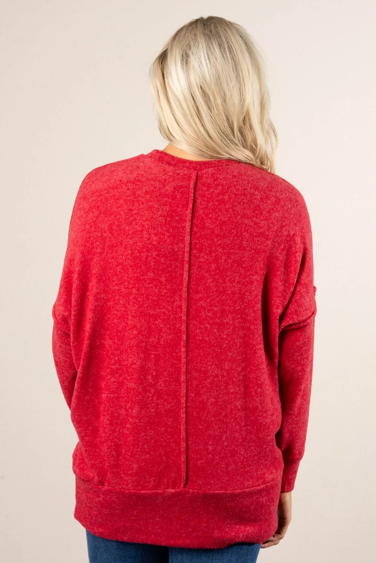 Sweater Weather Pocket Sweater Dark Red