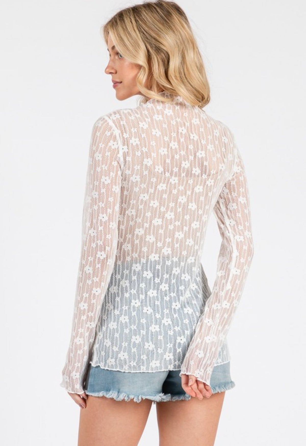 Cameron Floral Lace Top White