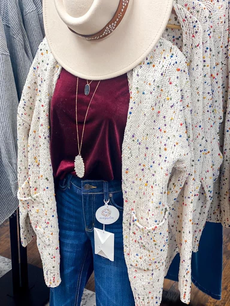 Ivory Cream Confetti Confetti Cardigan