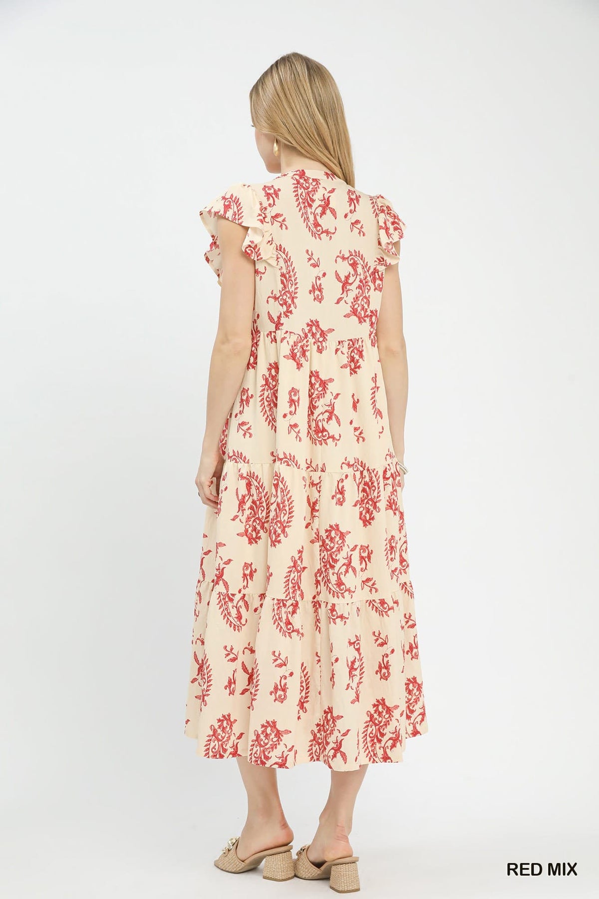 UMGEE Charlotte Paisley Midi Dress Red Mix